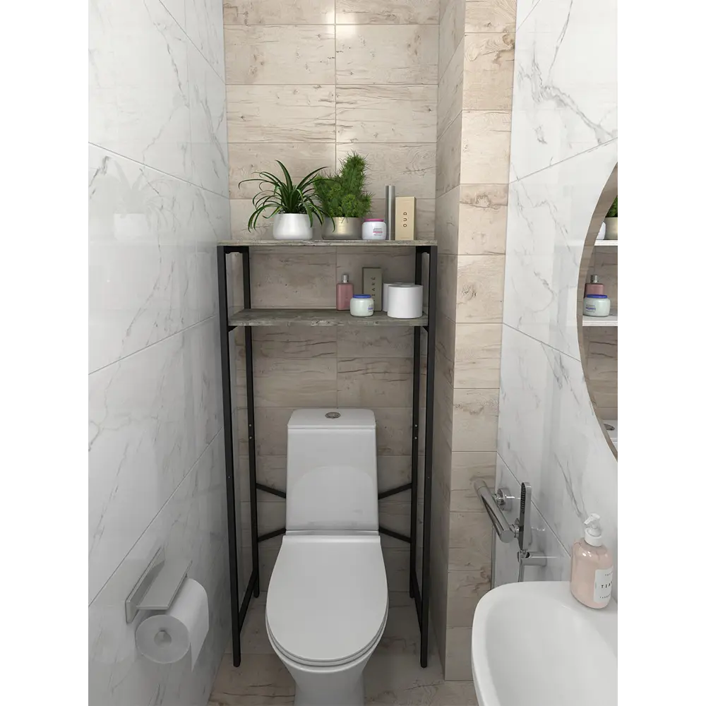 Фото 2 Стеллаж Grostat home Slim loft 3 полки 98x93.6x45 см металл цвет светло-серый Фото 2 Стеллаж Grostat home Slim loft 3 полки 98x93.6x45 см металл цвет светло-серый
