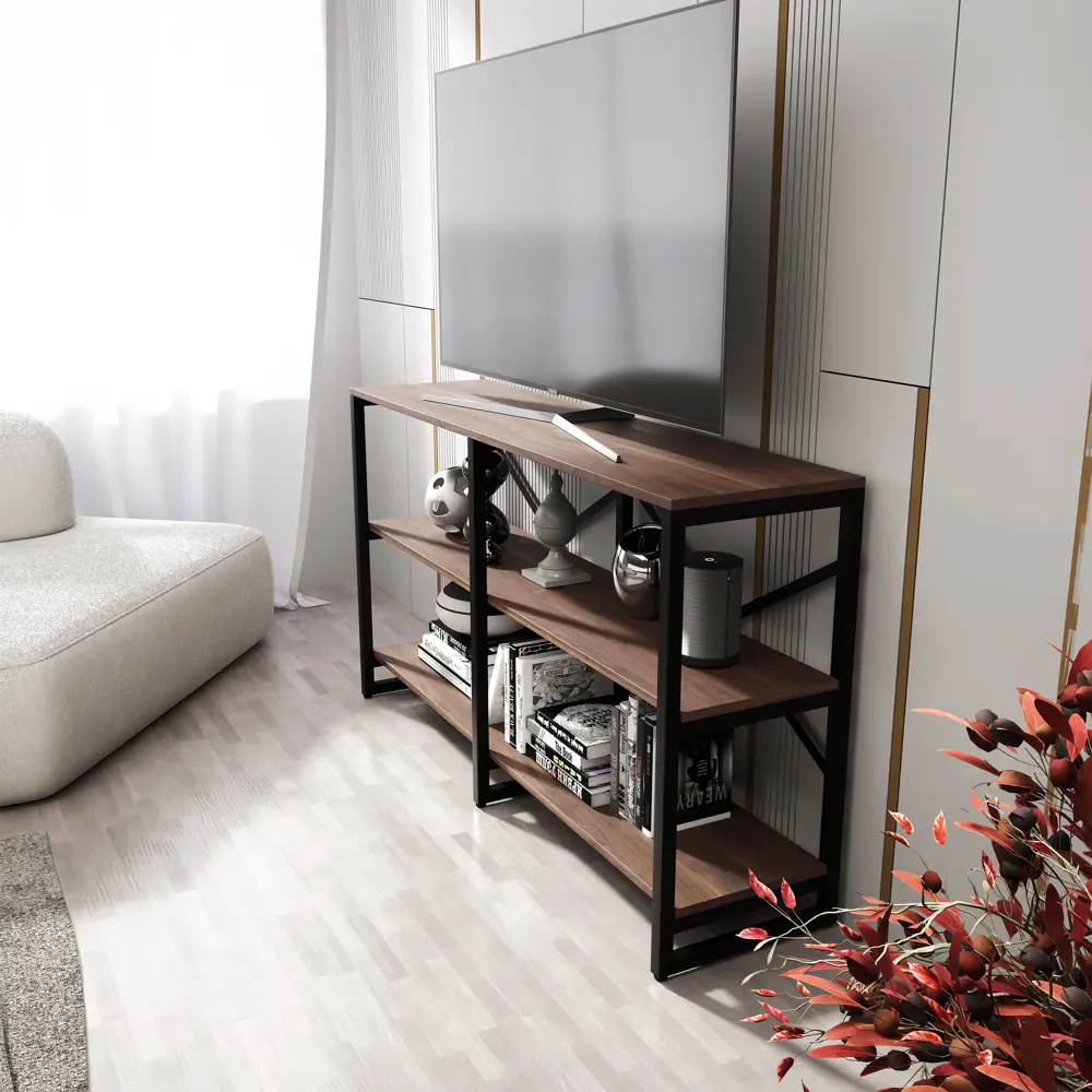Фото 3 Тумба под телевизор A1 home Bruno 134х75х34 см металл цвет американский орех Фото 3 Тумба под телевизор A1 home Bruno 134х75х34 см металл цвет американский орех