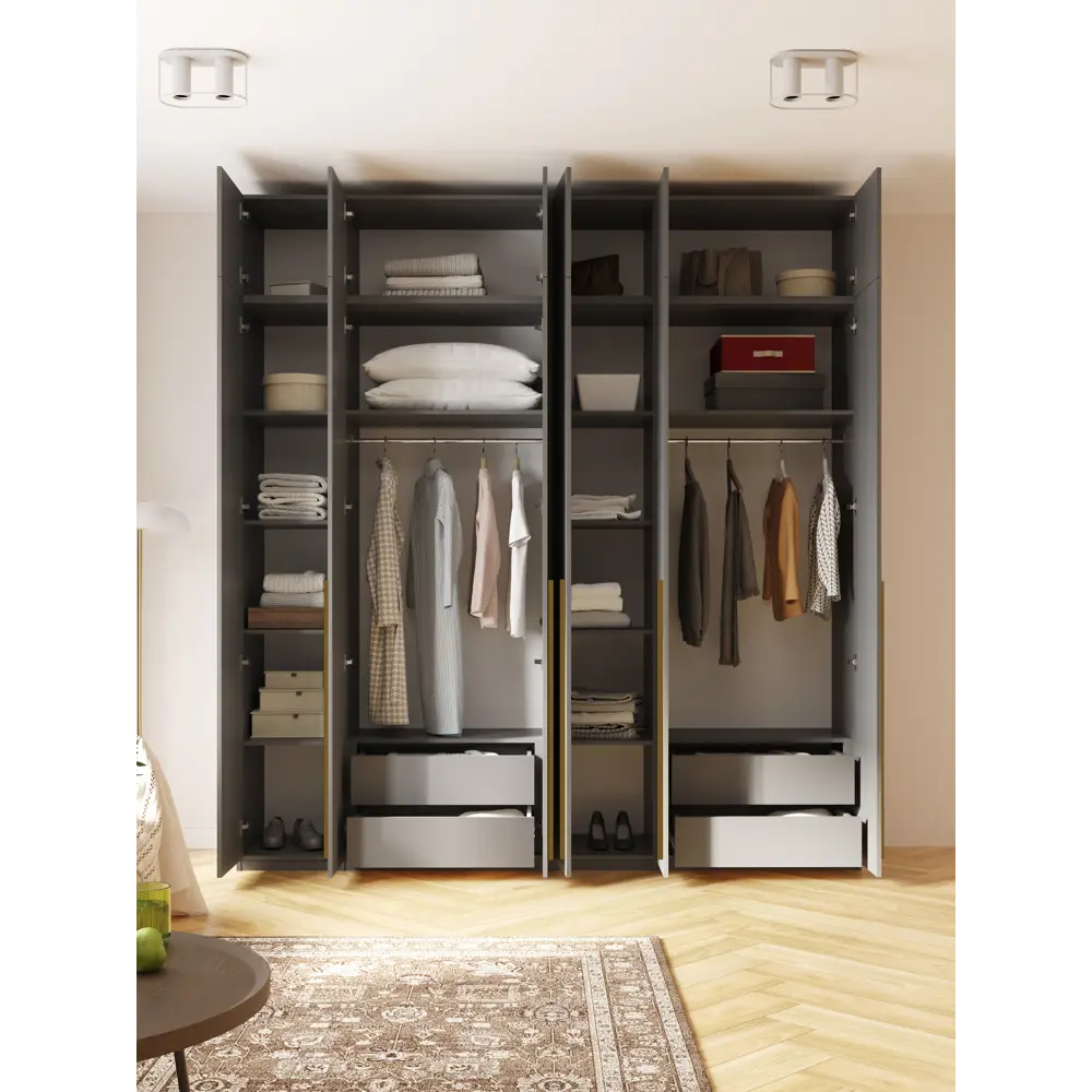 Фото 2 Шкаф распашной Принцесса мелания София 3626а с 6 дверями 240x260x50 см ЛДСП цвет серый Фото 2 Шкаф распашной Принцесса мелания София 3626а с 6 дверями 240x260x50 см ЛДСП цвет серый