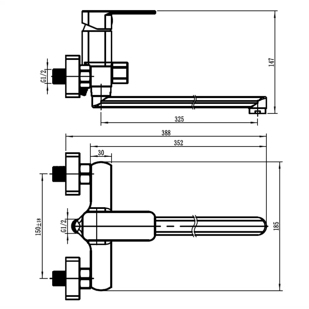 Фото 2 Смеситель для ванны Argotech 35-L35/K NOVA цвет хром