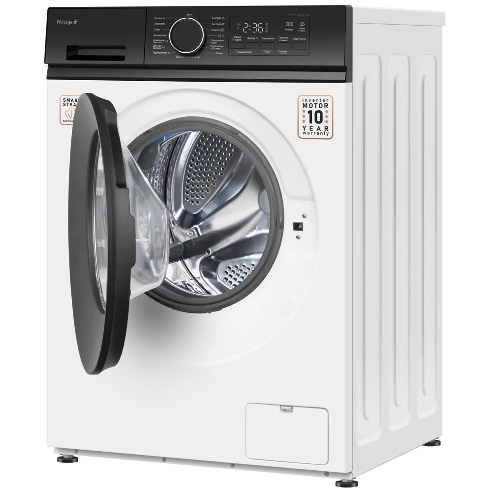 Фото 5 Стиральная машина Weissgauff Wm 601411 inverter steam 59.5x85x56 см 11 кг цвет белый