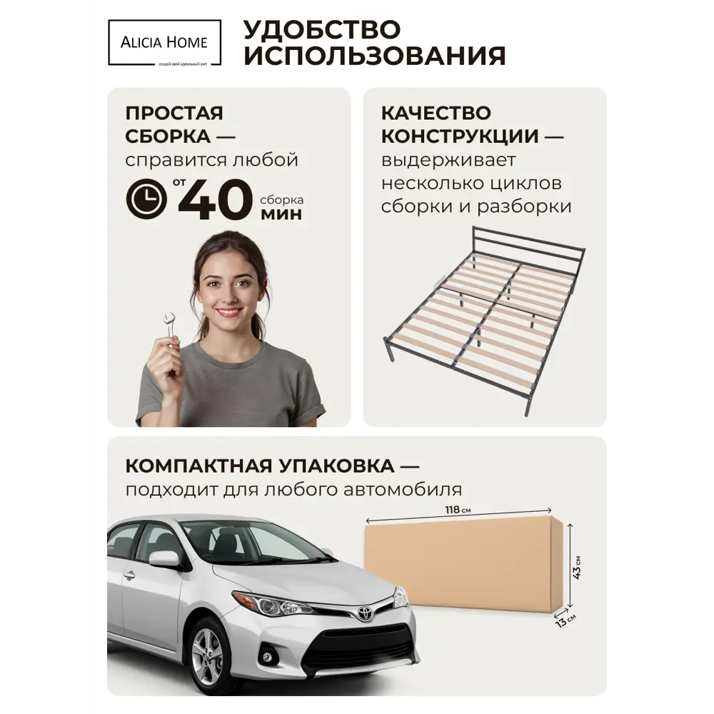 Фото 5 Кровать Alicia 180x200 см металл цвет черная Фото 5 Кровать Alicia 180x200 см металл цвет черная