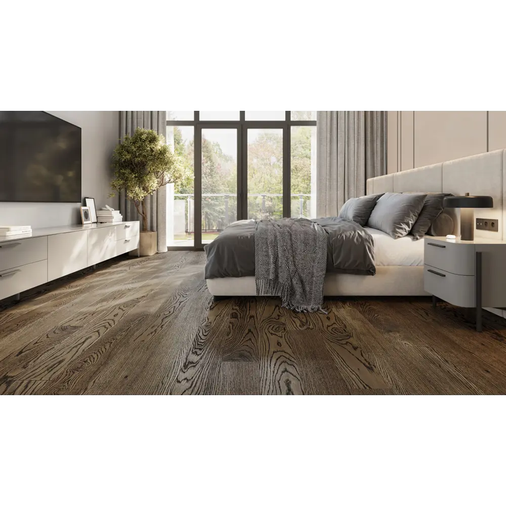 Фото 6 Паркетная доска Amber Wood Браш Дуб антик 21 класс толщина 14 мм с фаской 0.909 м², цена за упаковку
