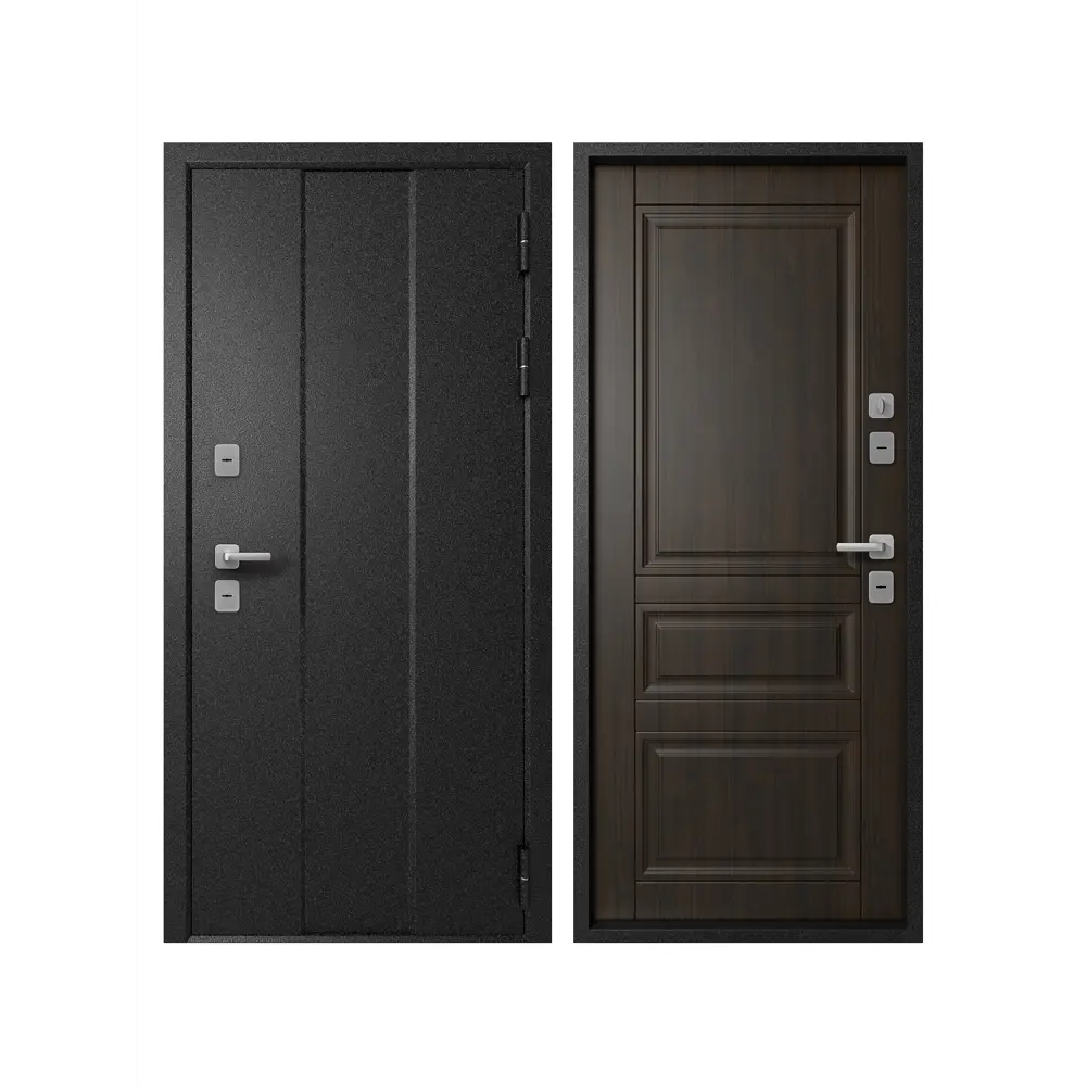 Фото Входная дверь Эталон Термо-4 левый 205x96см цвет чёрный букле/венге Фото Входная дверь Эталон Термо-4 левый 205x96см цвет чёрный букле/венге