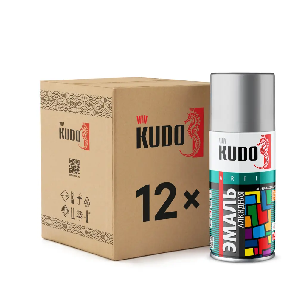 Фото Эмаль аэрозольная Kudo универсальная полуматовая цвет серая 520 мл 12 шт Фото Эмаль аэрозольная Kudo универсальная полуматовая цвет серая 520 мл 12 шт