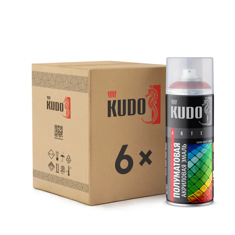 Фото Эмаль аэрозольная Kudo универсальная полуматовая цвет satin RAL 2001 оранжевая 520 мл 6 шт Фото Эмаль аэрозольная Kudo универсальная полуматовая цвет satin RAL 2001 оранжевая 520 мл 6 шт