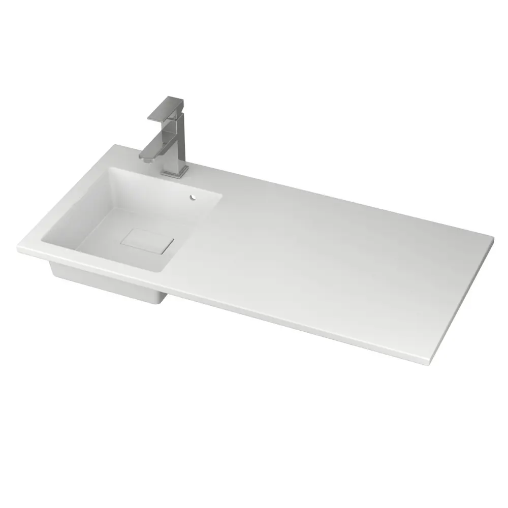 Фото 2 Раковина на стиральную машину Bauedge stil XMY0110 100см цвет белый глянец/хром