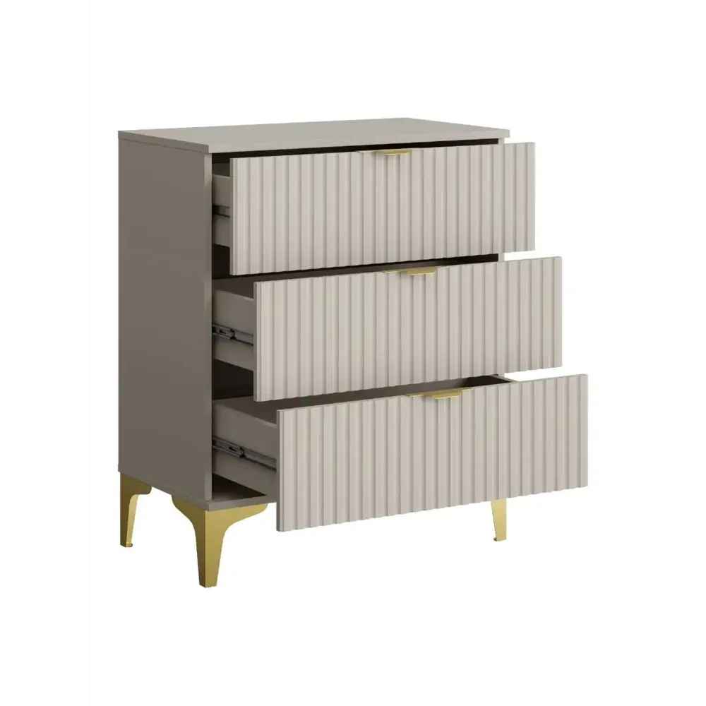 Фото 2 Комод Ridberg Andre 3 ящика 70.6х39х85.5 см ЛДСП цвет кашемир/золото