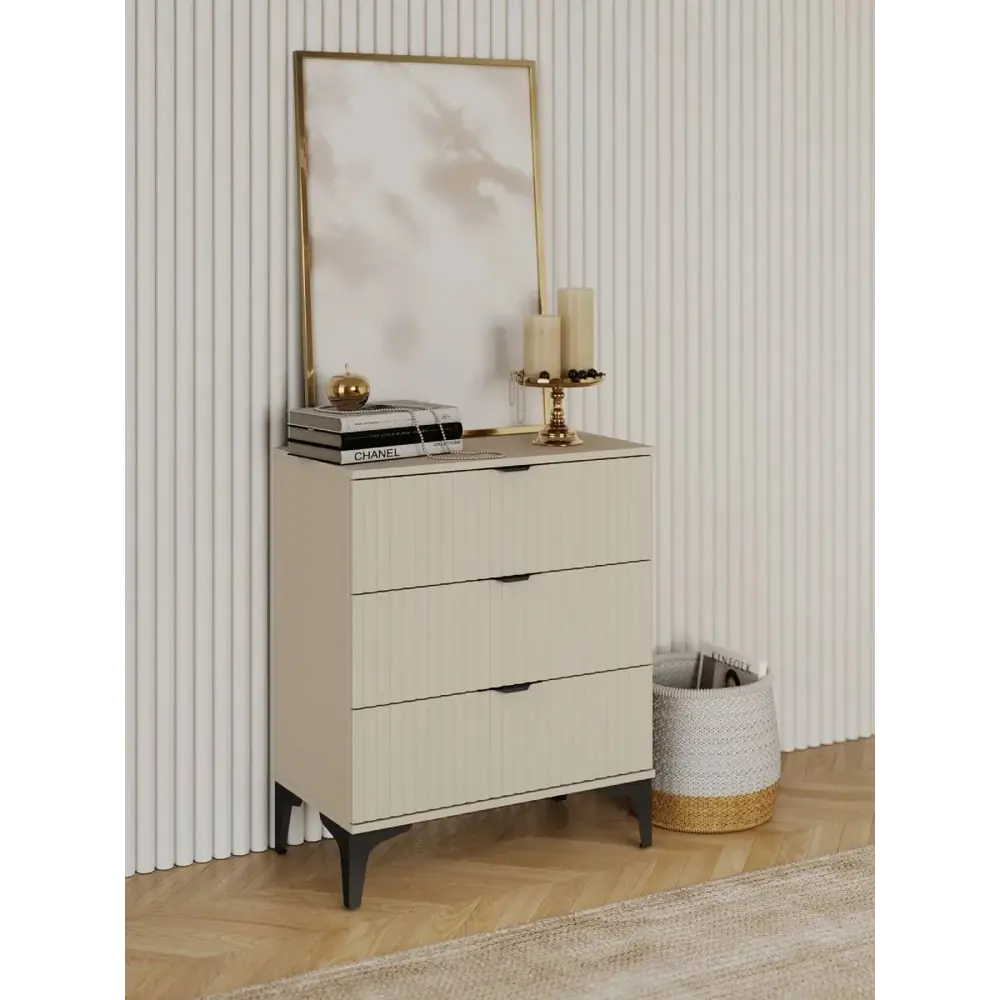 Фото 3 Комод Ridberg Andre 3 ящика 70.6х39х85.5 см ЛДСП цвет кашемир/черный Фото 3 Комод Ridberg Andre 3 ящика 70.6х39х85.5 см ЛДСП цвет кашемир/черный