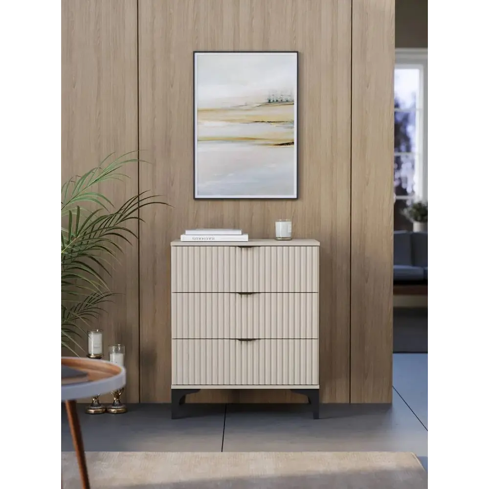 Фото 4 Комод Ridberg Andre 3 ящика 70.6х39х85.5 см ЛДСП цвет кашемир/черный Фото 4 Комод Ridberg Andre 3 ящика 70.6х39х85.5 см ЛДСП цвет кашемир/черный