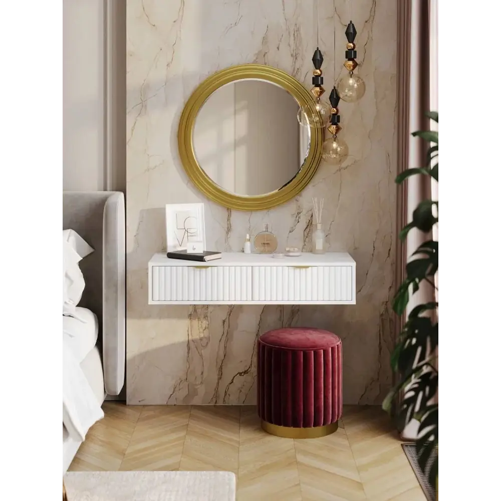 Фото 5 Стол туалетный Ridberg Lugano 99.6x20x37.2 см ЛДСП цвет белый/золото