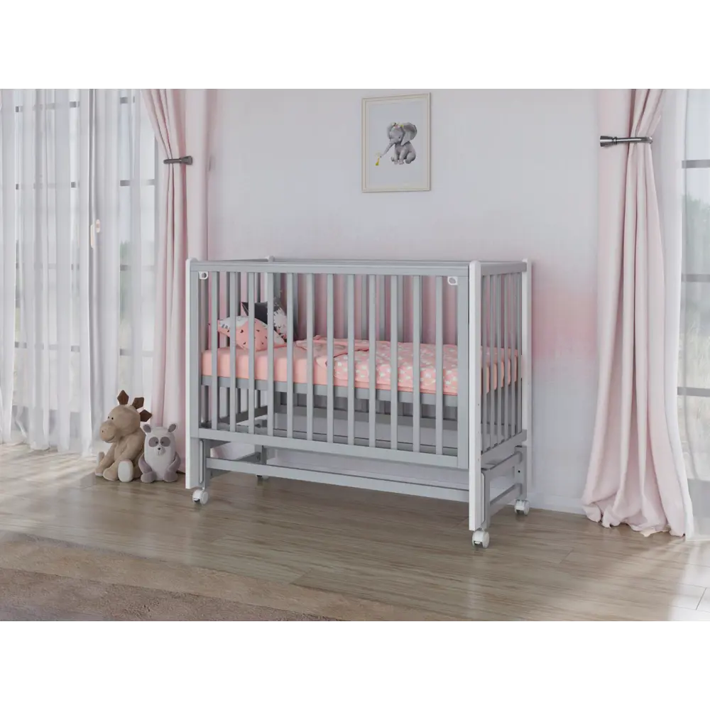 Фото Кровать для новорожденных Incanto Astra 120x60 см массив дерева цвет серый/белый