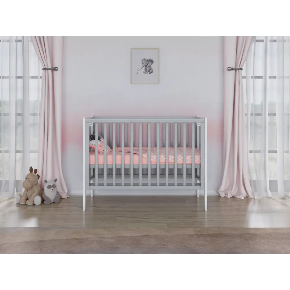 Фото 5 Кровать для новорожденных Incanto Astra 120x60 см массив дерева цвет серый/белый