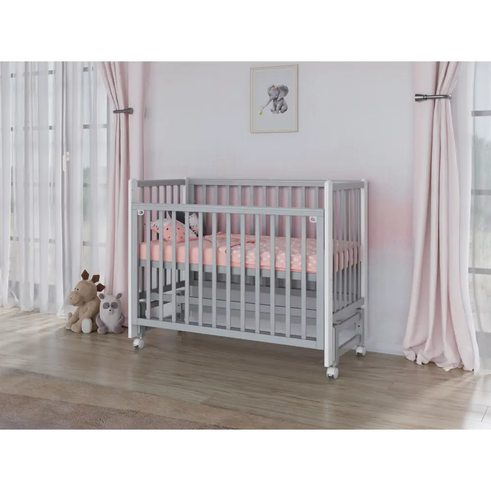 Фото 3 Кровать для новорожденных Incanto Astra 120x60 см массив дерева цвет серый/белый