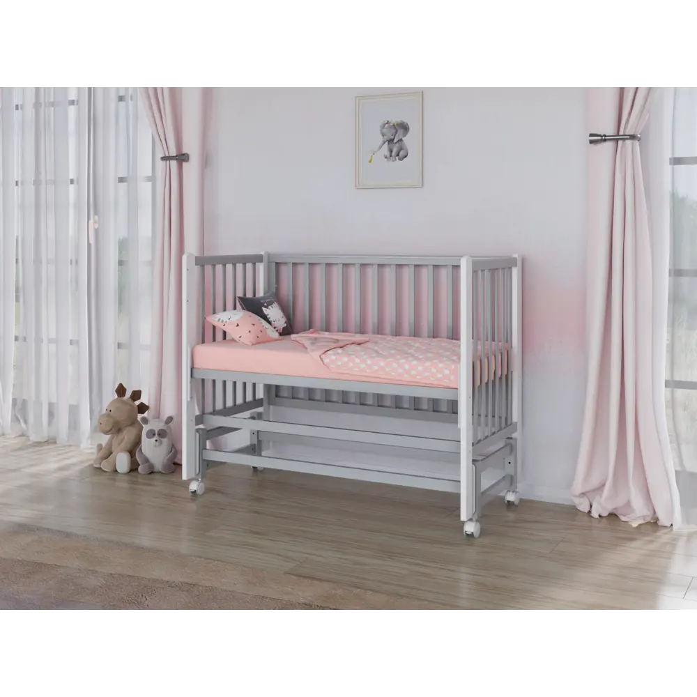 Фото 4 Кровать для новорожденных Incanto Astra 120x60 см массив дерева цвет серый/белый