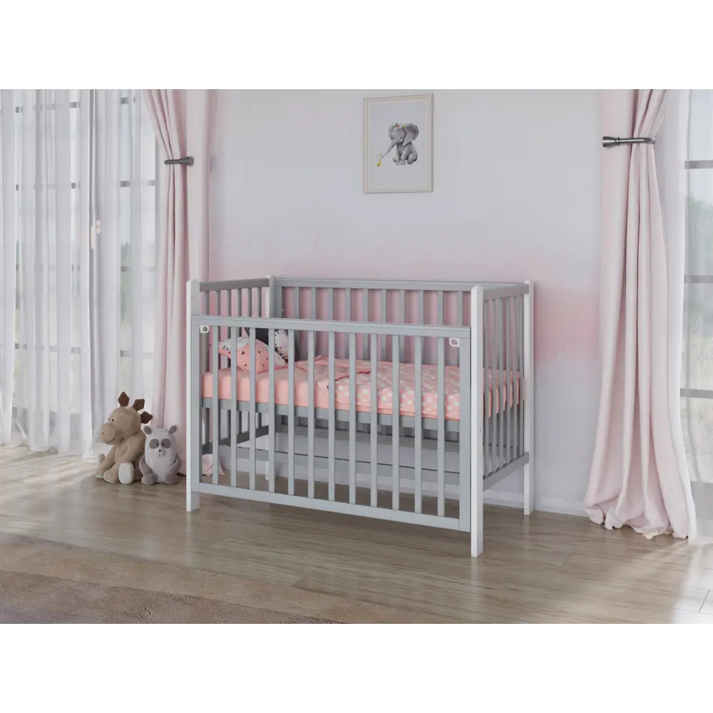 Фото 6 Кровать для новорожденных Incanto Astra 120x60 см массив дерева цвет серый/белый