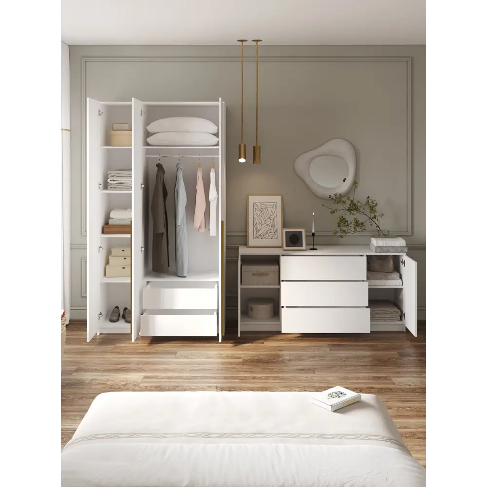 Фото 7 Комод Принцесса мелания 3 ящика 160х42х75.5 см ЛДСП цвет белый Фото 7 Комод Принцесса мелания 3 ящика 160х42х75.5 см ЛДСП цвет белый