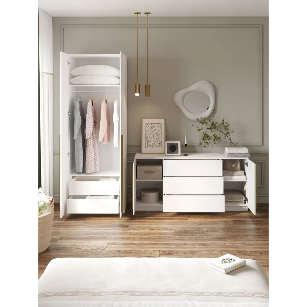 Фото 6 Комод Принцесса мелания 3 ящика 160х42х75.5 см ЛДСП цвет белый Фото 6 Комод Принцесса мелания 3 ящика 160х42х75.5 см ЛДСП цвет белый