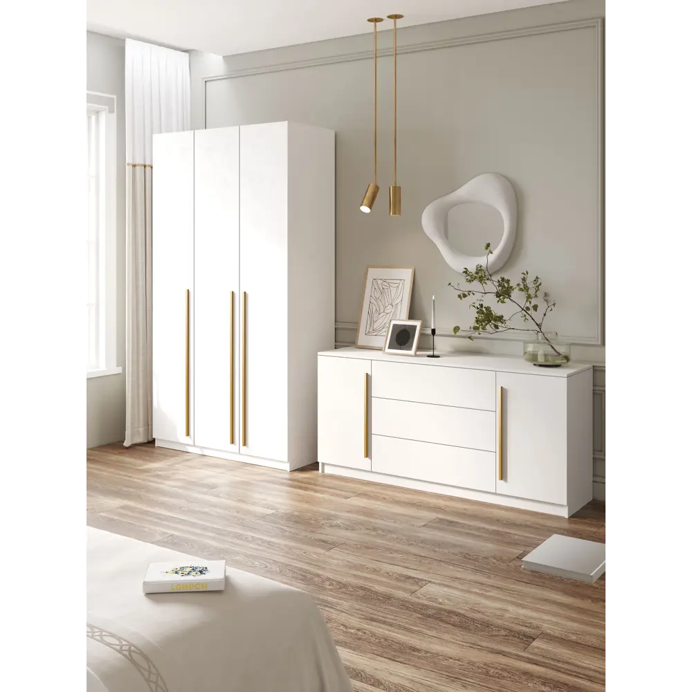 Фото 5 Комод Принцесса мелания 3 ящика 160х42х75.5 см ЛДСП цвет белый Фото 5 Комод Принцесса мелания 3 ящика 160х42х75.5 см ЛДСП цвет белый