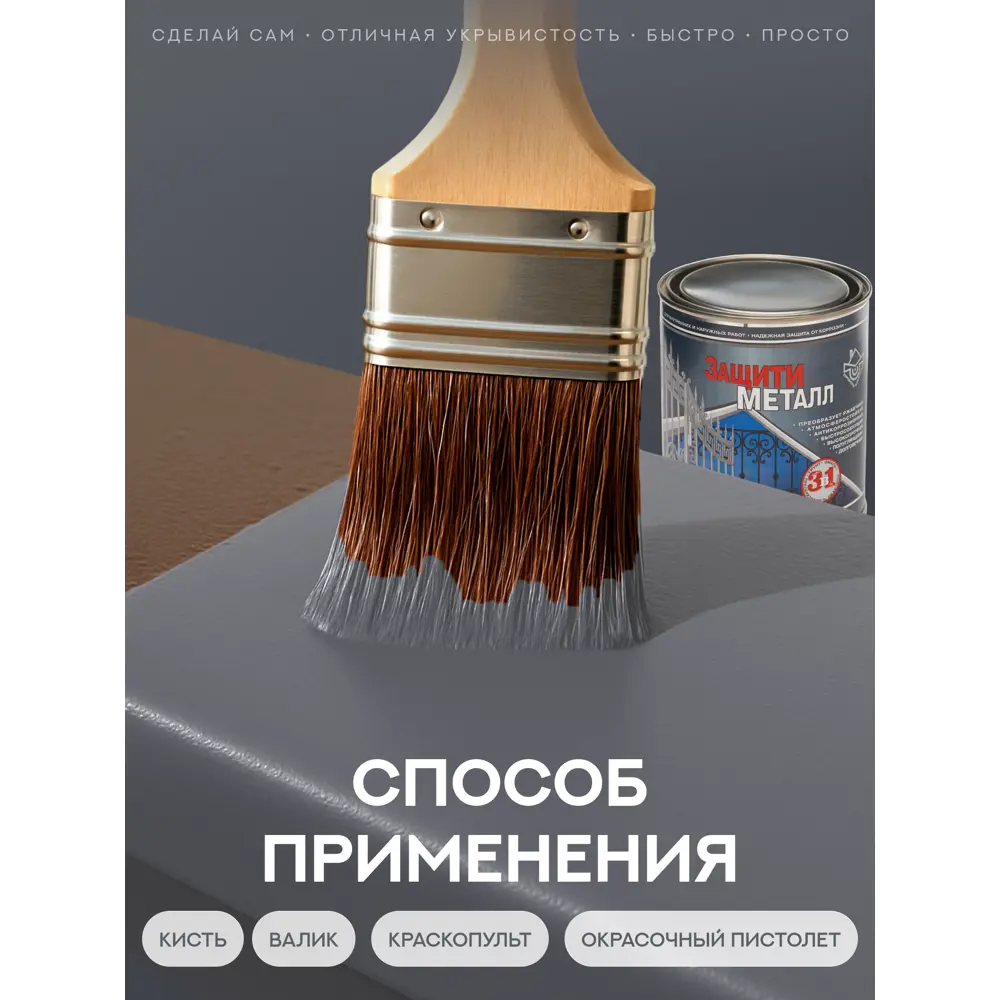 Фото 4 Грунт-эмаль по металлу 3 в 1 Сделай пол Сп-0000523 Защити металл цвет серый RAL 7024 0.75 кг Фото 4 Грунт-эмаль по металлу 3 в 1 Сделай пол Сп-0000523 Защити металл цвет серый RAL 7024 0.75 кг
