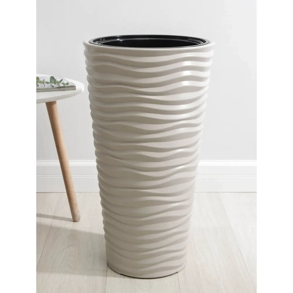 Фото Кашпо со вставкой Idea Дюна 4421665 34x63 см 42 л пластик кремовый