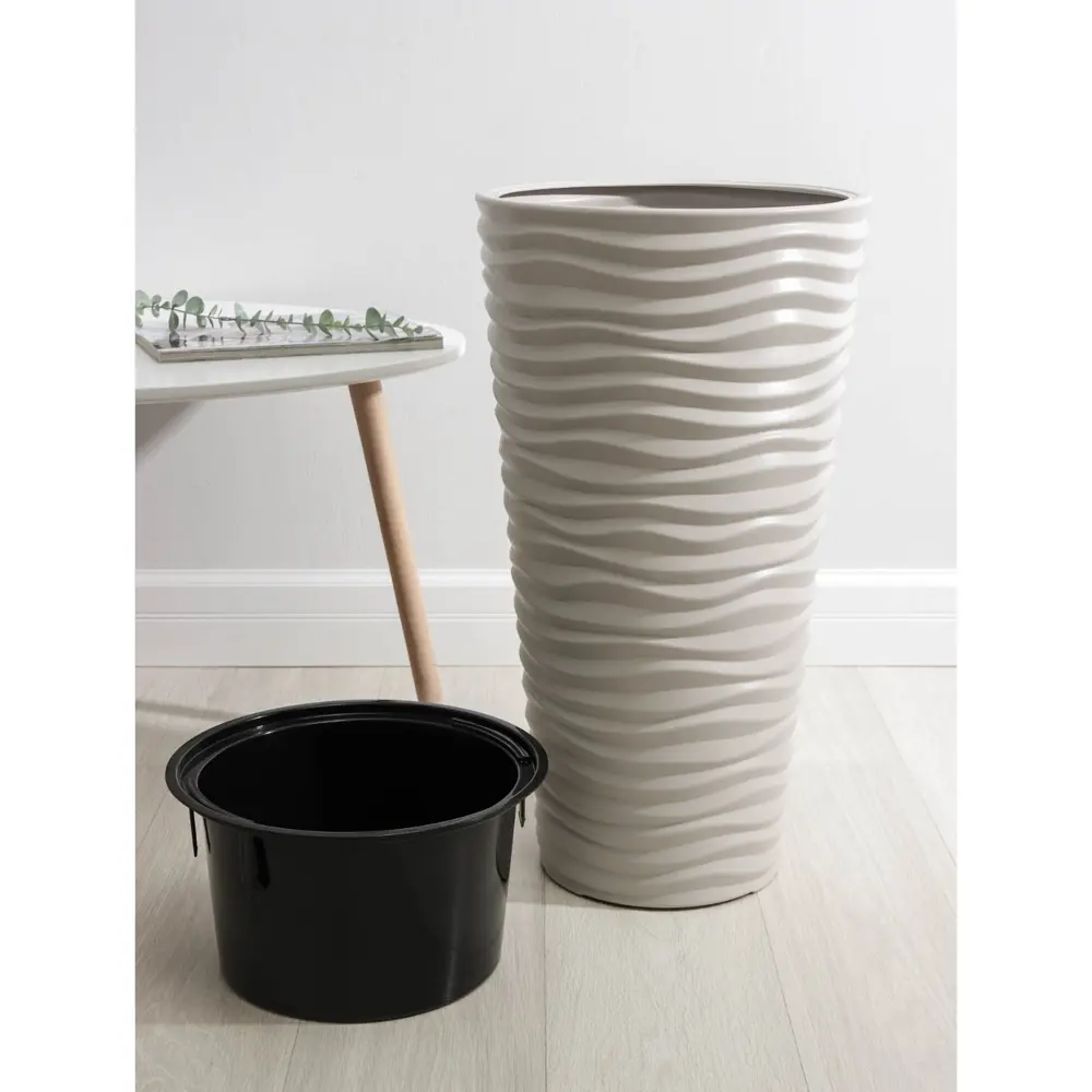 Фото 4 Кашпо со вставкой Idea Дюна 4421665 34x63 см 42 л пластик кремовый