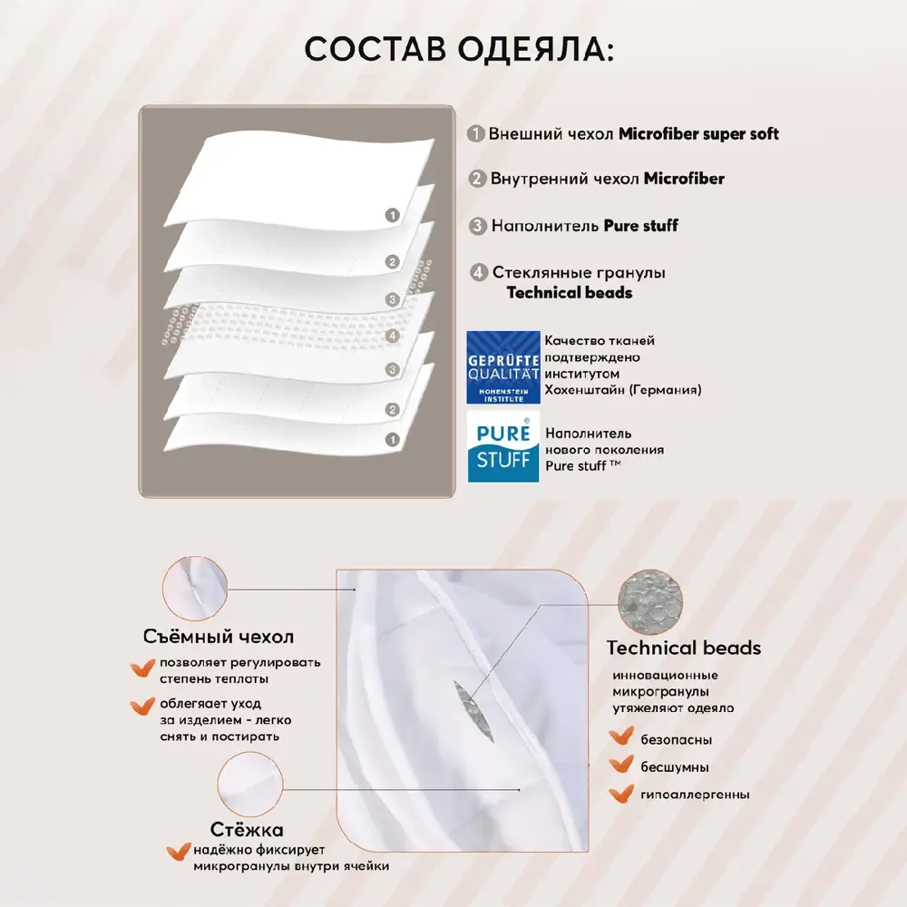 Фото 5 Одеяло Goldtex hometextile ORTHOVITEX 2109 205x140 см стеклянные микрогранулы Фото 5 Одеяло Goldtex hometextile ORTHOVITEX 2109 205x140 см стеклянные микрогранулы