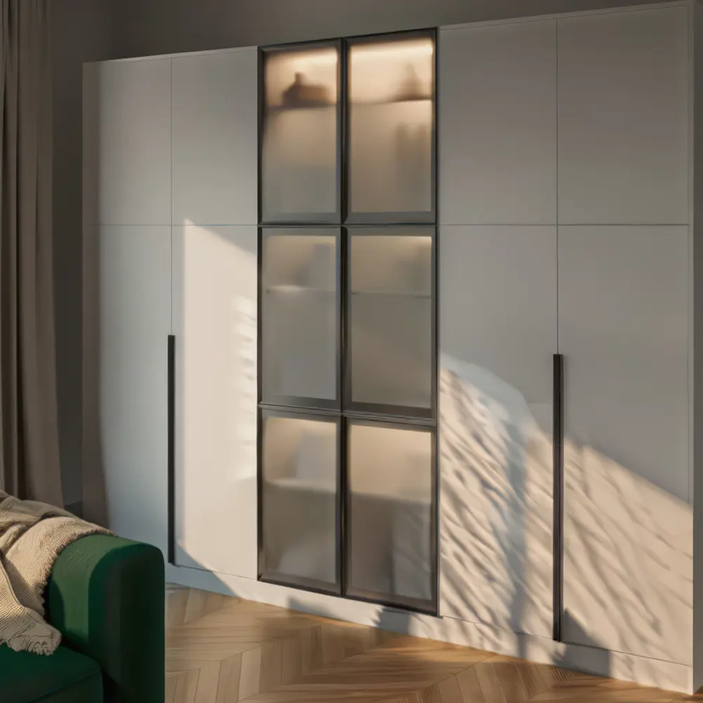 Фото 4 Фасад-витрина для шкафа Найди 71.7x39.7 см алюминий и стекло цвет черный муар Фото 4 Фасад-витрина для шкафа Найди 71.7x39.7 см алюминий и стекло цвет черный муар