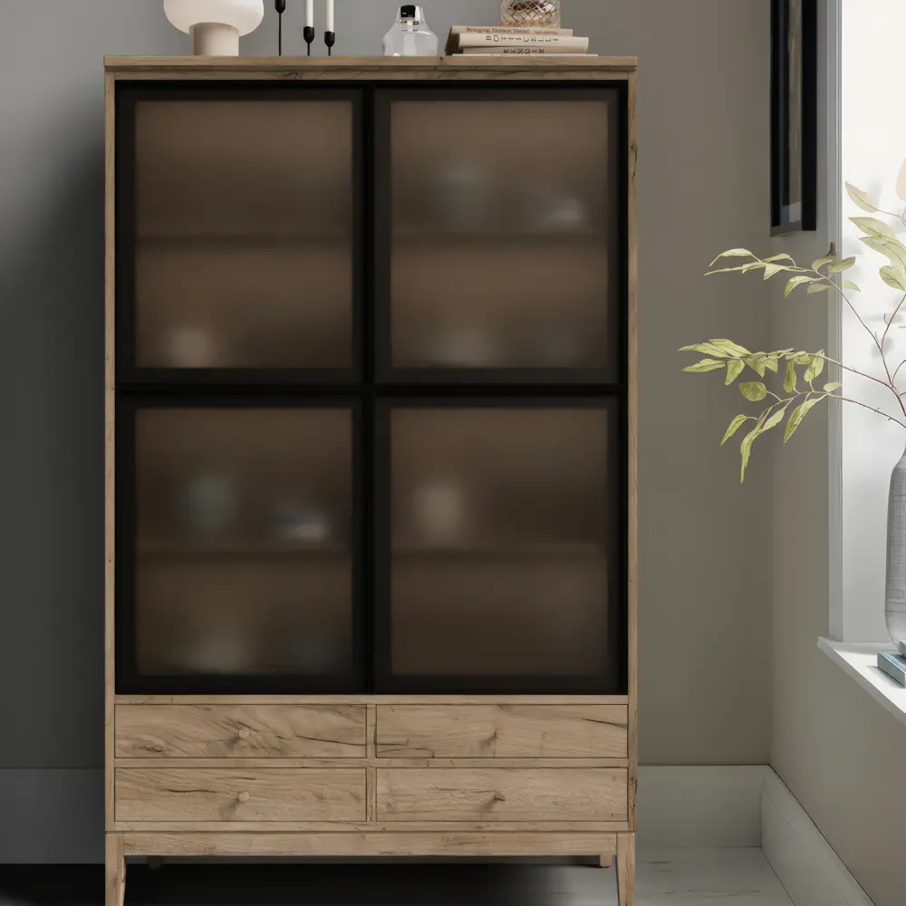 Фото 5 Фасад-витрина для шкафа Найди 71.7x39.7 см алюминий и стекло цвет черный муар Фото 5 Фасад-витрина для шкафа Найди 71.7x39.7 см алюминий и стекло цвет черный муар