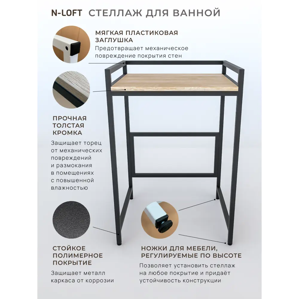 Фото 4 Стеллаж для сушильной и стиральной машины N-Loft S600 68см Фото 4 Стеллаж для сушильной и стиральной машины N-Loft S600 68см