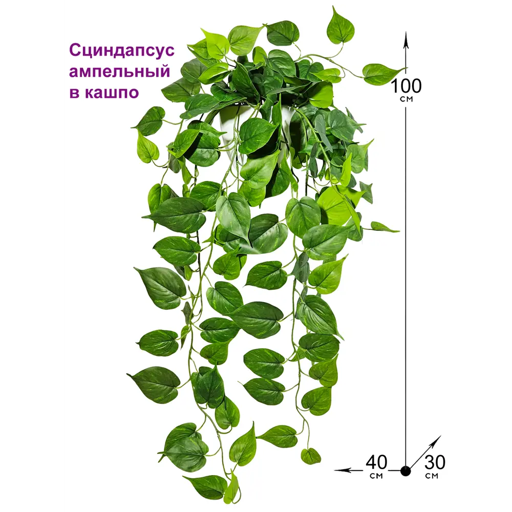 Фото Искусственное растение в горшке ФитоПарк Сциндапсус 100 см цвет зеленый