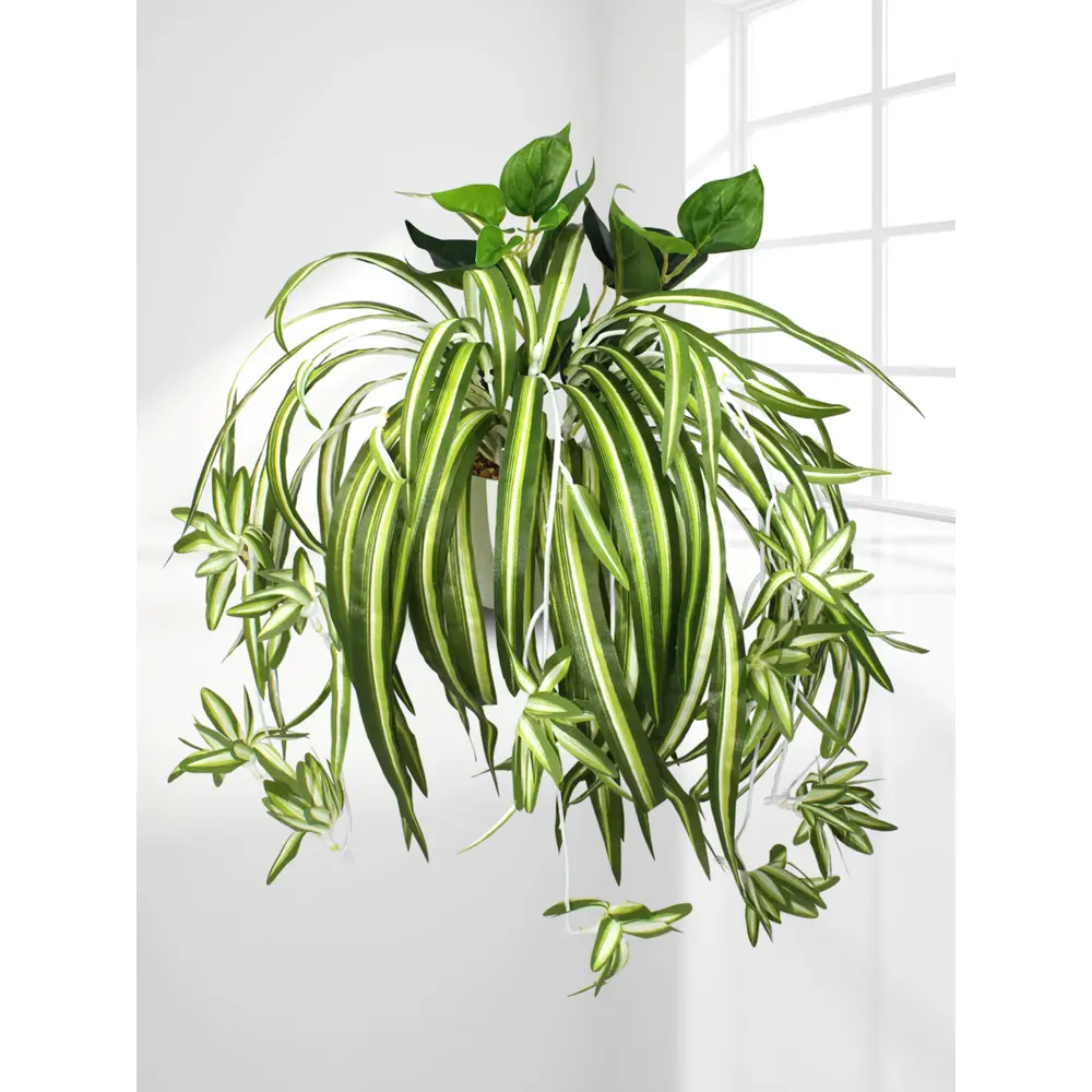 Фото 2 Искусственное растение в горшке ФитоПарк Хлорофитум 33 см цвет зеленый