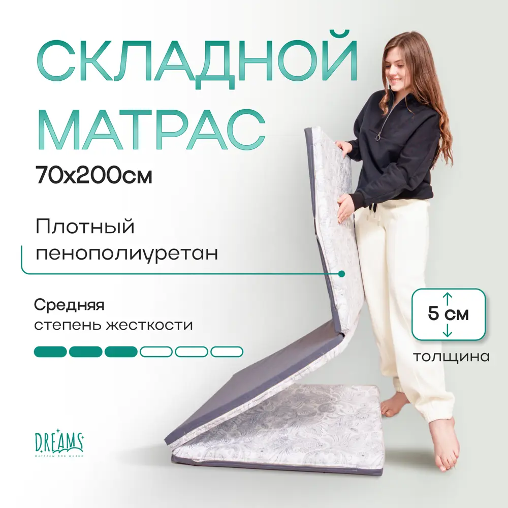 Фото Матрас Dreams Roll r 70x200x5 см беспружинный 1-спальный Фото Матрас Dreams Roll r 70x200x5 см беспружинный 1-спальный
