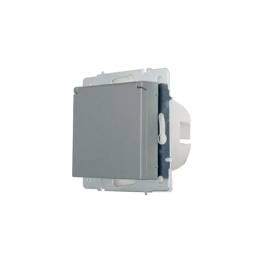 Фото 2 Розетка встраиваемая Lezard Vesna с заземлением с крышкой IP44 цвет платина