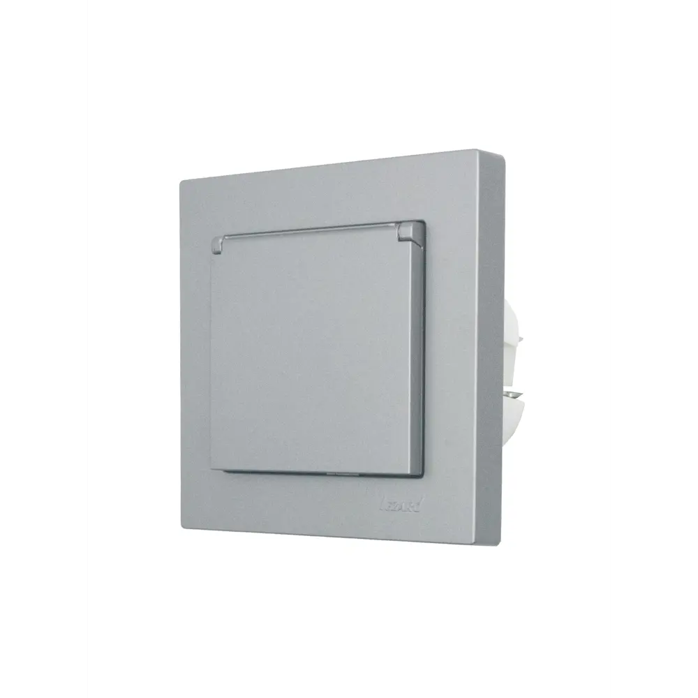 Фото 6 Розетка встраиваемая Lezard Vesna с заземлением с крышкой IP44 цвет платина