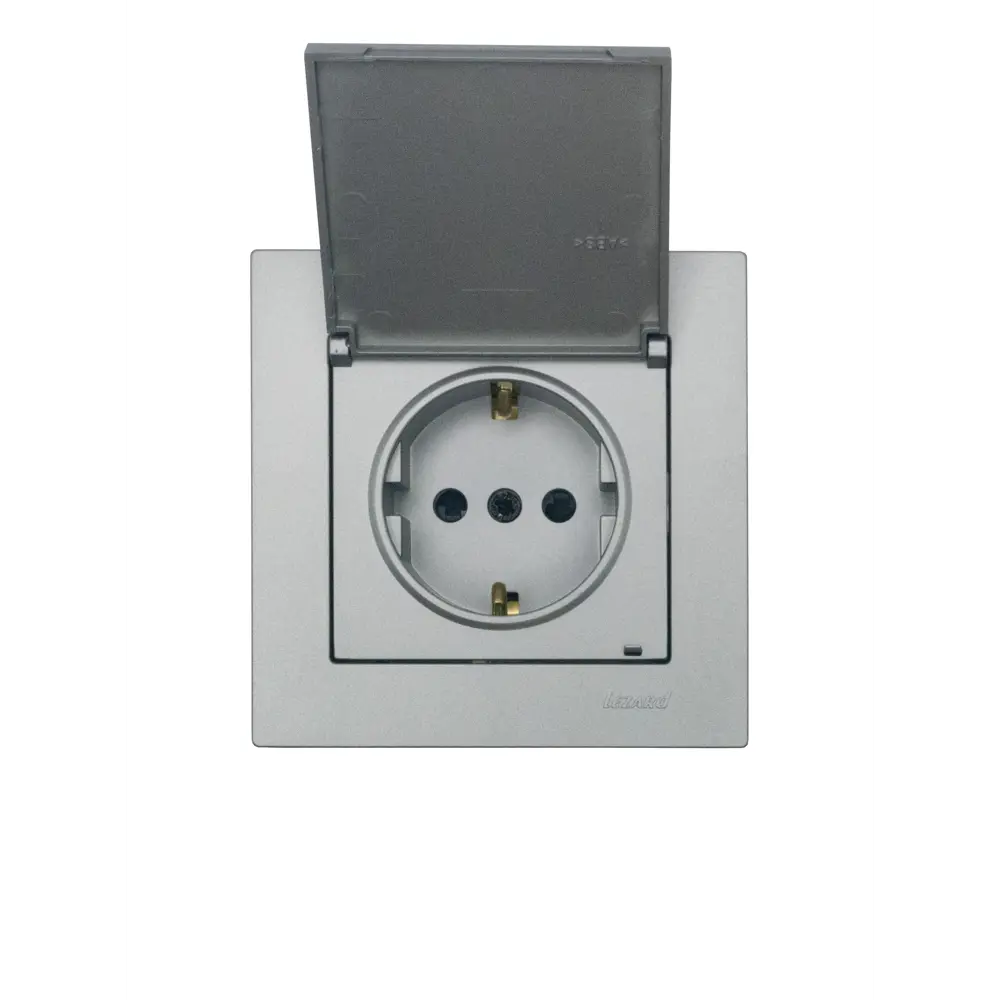 Фото 8 Розетка встраиваемая Lezard Vesna с заземлением с крышкой IP44 цвет платина