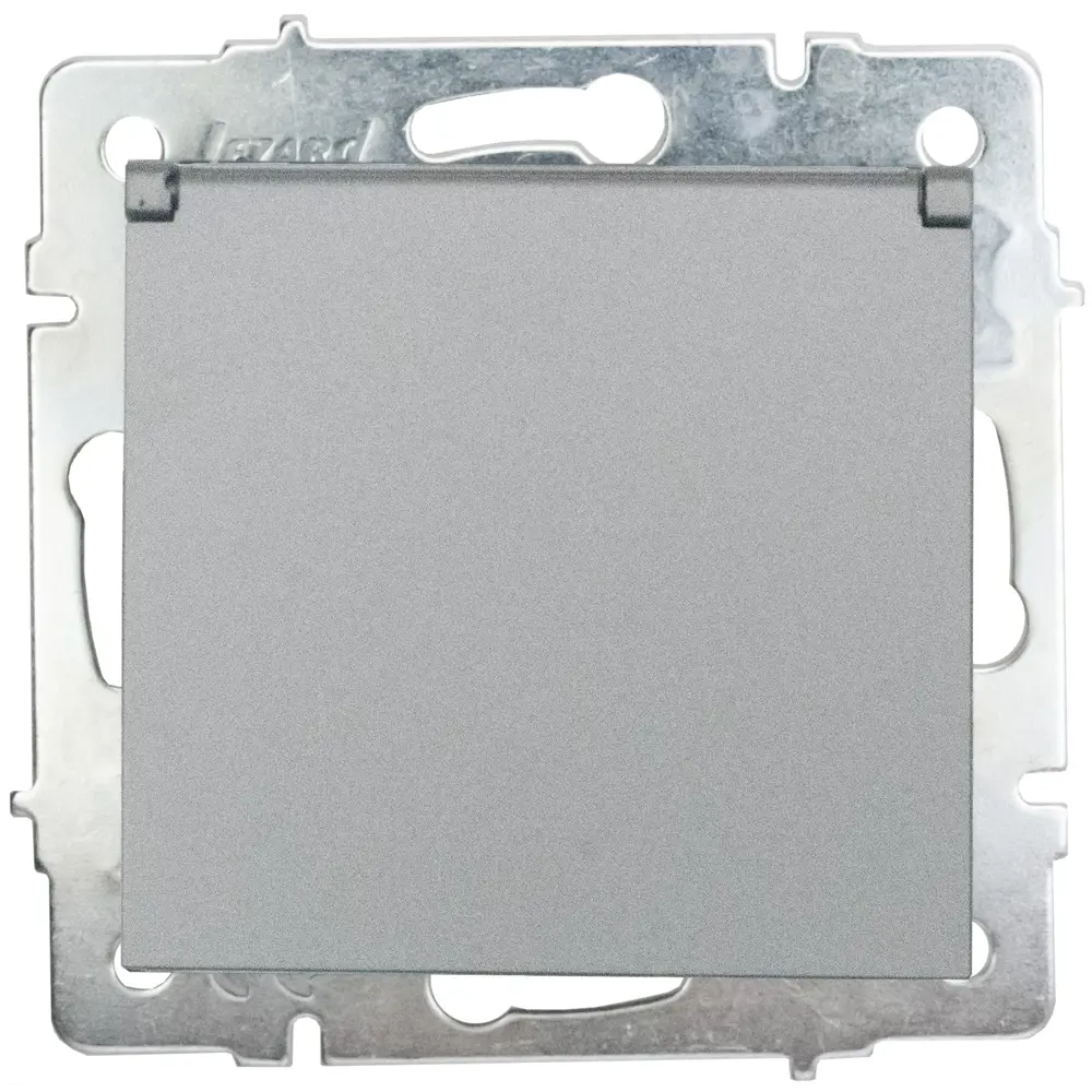 Фото Розетка встраиваемая Lezard Vesna с заземлением с крышкой IP44 цвет платина