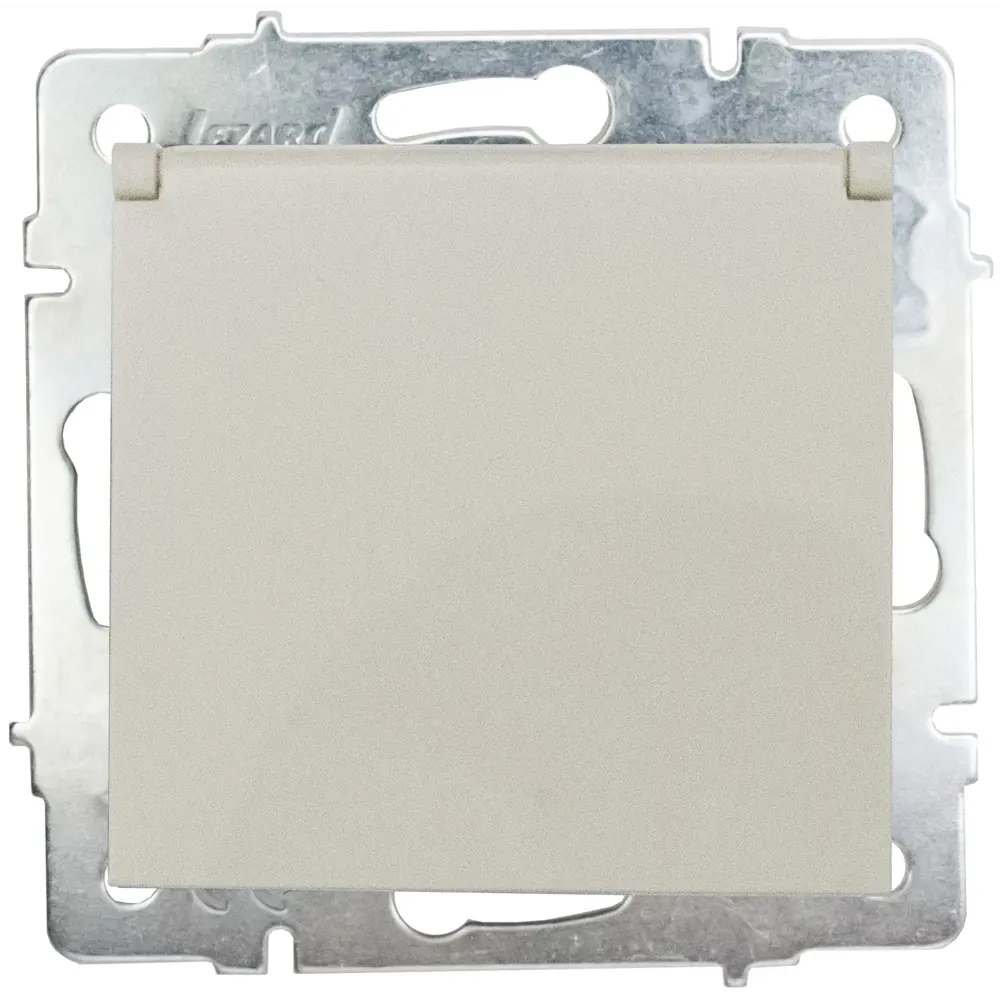 Фото Розетка встраиваемая Lezard Vesna с заземлением с крышкой IP44 цвет кремовый