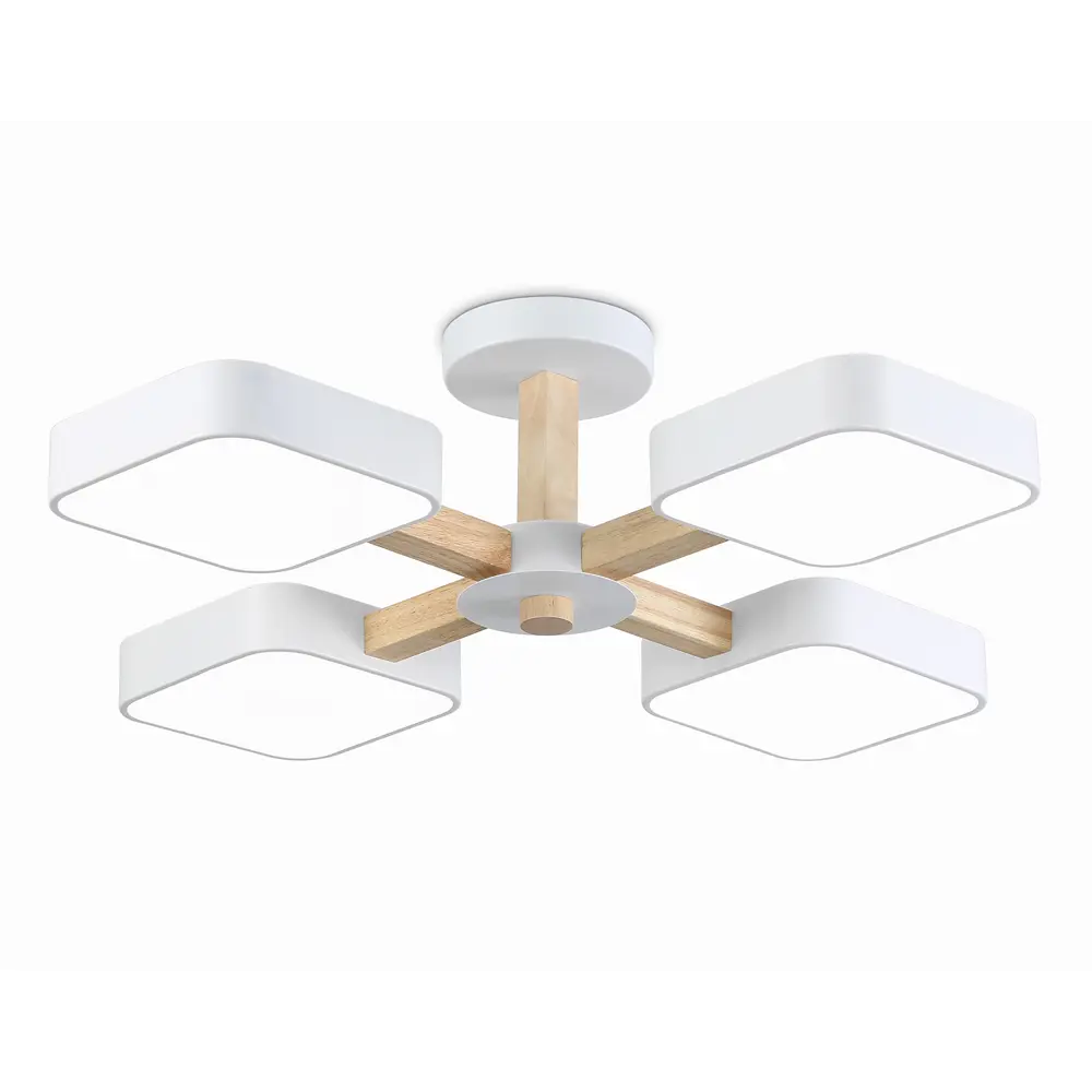 Фото Люстра потолочная светодиодная Ambrella light Comfort Fl4879 26 м² регулируемый белый свет цвет дерево/белый Фото Люстра потолочная светодиодная Ambrella light Comfort Fl4879 26 м² регулируемый белый свет цвет дерево/белый