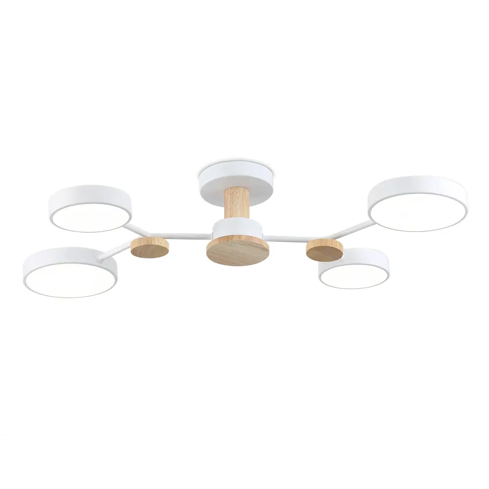 Фото Люстра потолочная светодиодная Ambrella light Comfort Fl4858 30 м² регулируемый белый свет цвет дерево/белый Фото Люстра потолочная светодиодная Ambrella light Comfort Fl4858 30 м² регулируемый белый свет цвет дерево/белый