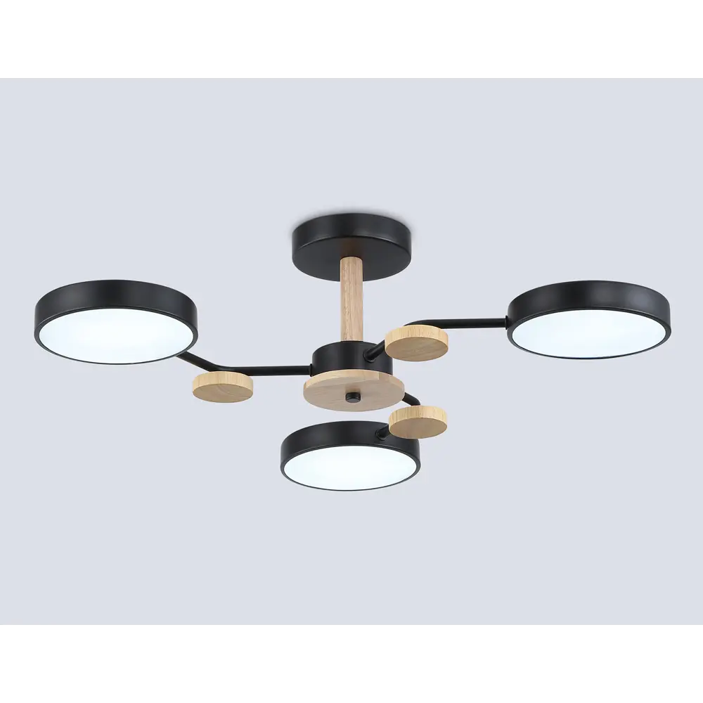 Фото 4 Люстра на штанге светодиодная Ambrella light Comfort Fl4857 30 м² регулируемый белый свет цвет дерево/черный