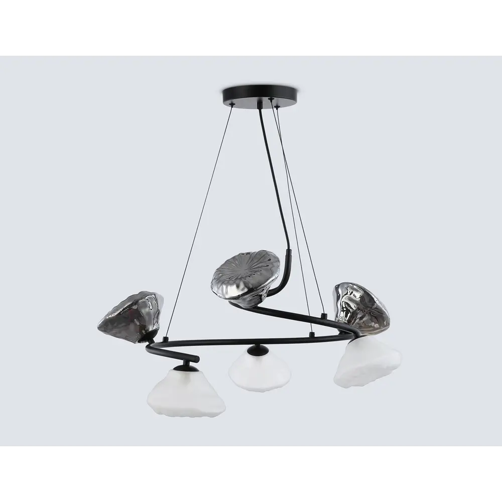 Фото 3 Люстра подвесная Ambrella light High Lh15003 6 ламп 27 м² цвет черный/белый матовый/дымчатый