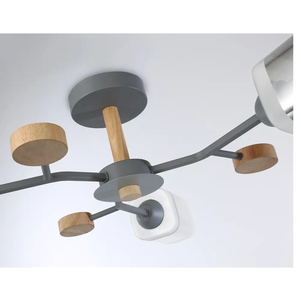 Фото 4 Люстра на штанге Ambrella light Traditional Tr3033231 3 лампы 10 м² цвет дерево серый дымчатый