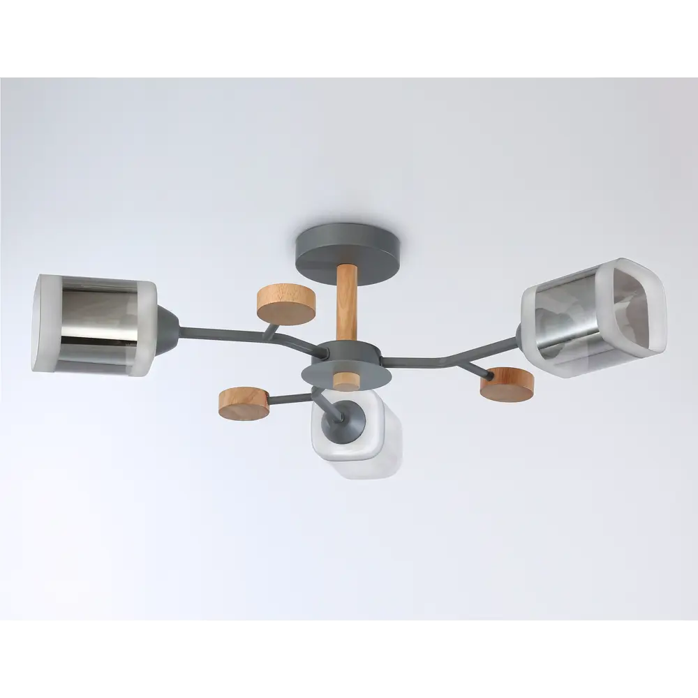 Фото 3 Люстра на штанге Ambrella light Traditional Tr3033231 3 лампы 10 м² цвет дерево серый дымчатый