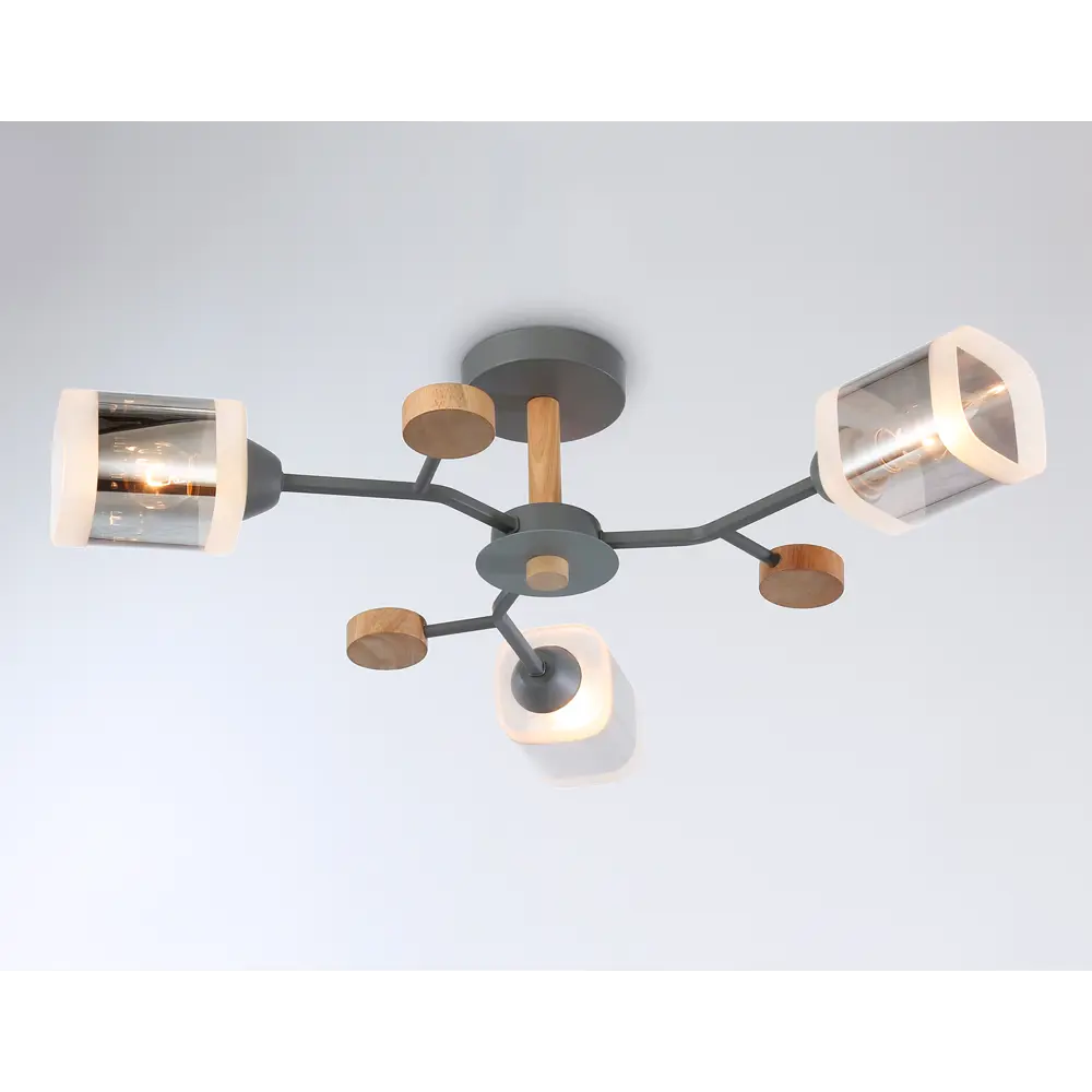 Фото 2 Люстра на штанге Ambrella light Traditional Tr3033231 3 лампы 10 м² цвет дерево серый дымчатый