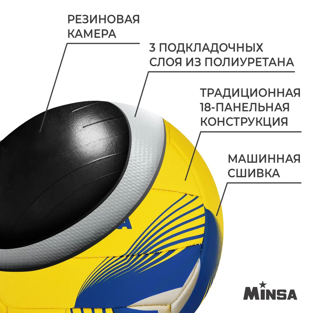 Фото 3 Мяч волейбольный Minsa размер 5 7560493 Фото 3 Мяч волейбольный Minsa размер 5 7560493