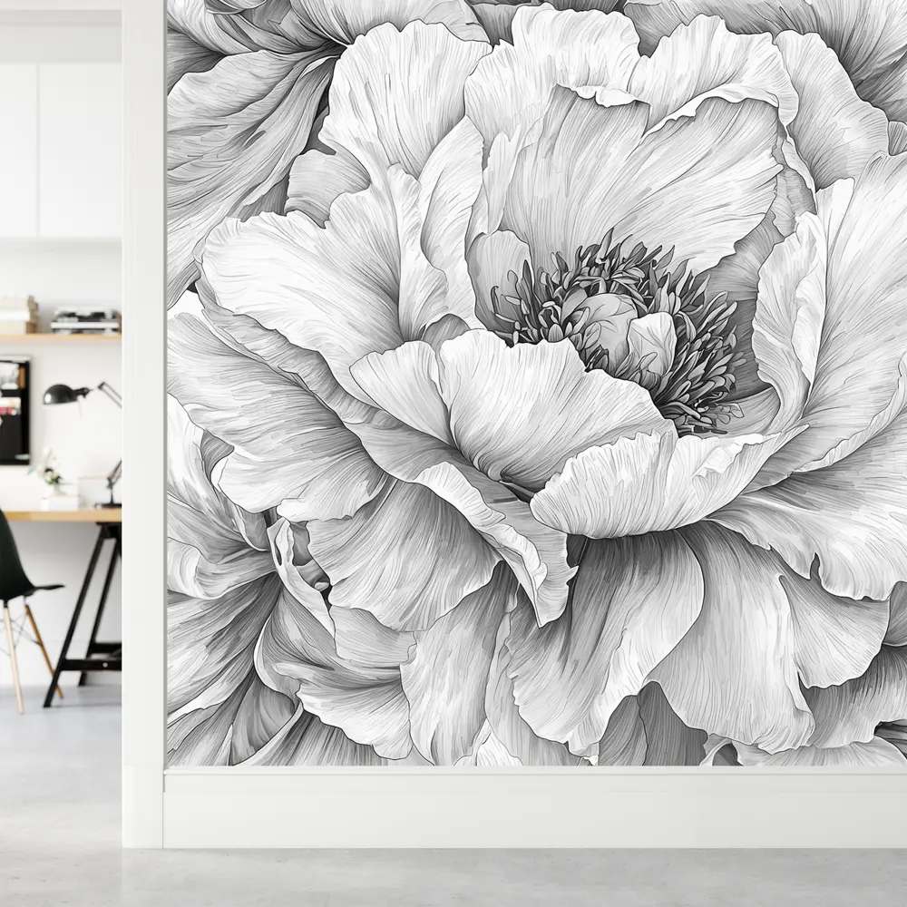 Фото 3 Фотообои Postermarket Черно-белые пионы WM-704V1/300*270 4630124117214 270x300 см