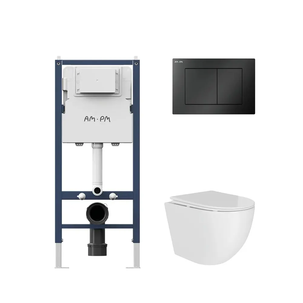Фото 4 Комплект инсталляции Am.pm I012709.0238 PrimeFit с клавишей PrimeFit S матовый черный и унитаз 48x36 ADT Pro Vortex Торнадо микролифт белый форма овал Фото 4 Комплект инсталляции Am.pm I012709.0238 PrimeFit с клавишей PrimeFit S матовый черный и унитаз 48x36 ADT Pro Vortex Торнадо микролифт белый форма овал