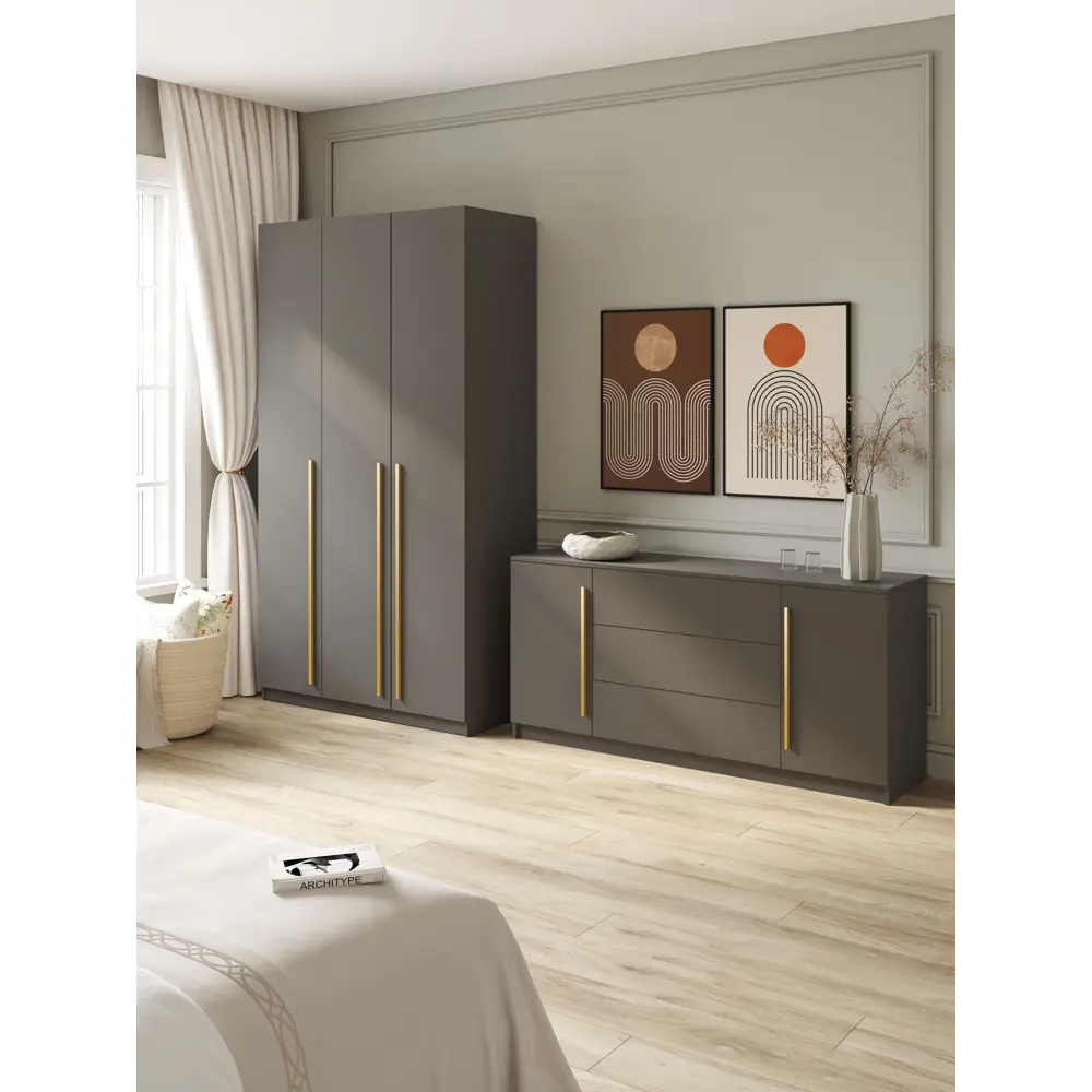 Фото 4 Комод Принцесса мелания София 3 ящика 160х42х75.5 см ЛДСП цвет графит Фото 4 Комод Принцесса мелания София 3 ящика 160х42х75.5 см ЛДСП цвет графит