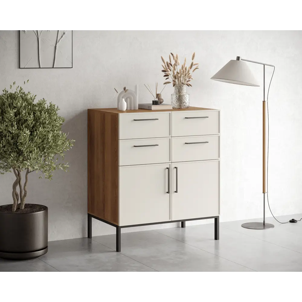 Фото 2 Комод Nicole 4 ящика 90х60х105 см ДСП цвет бежевый Фото 2 Комод Nicole 4 ящика 90х60х105 см ДСП цвет бежевый